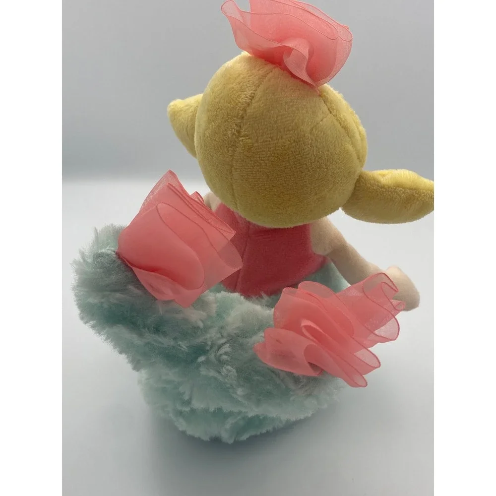 Ebba Eliana World Plush ‎ stuffed mermaid Doll Blonde Hair Pink Flowers Toy 8.5